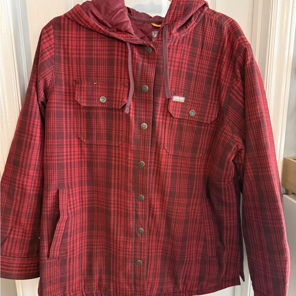 Ariat Women's Red Rebar Flannel Shirt Checkered Utility Jacket
